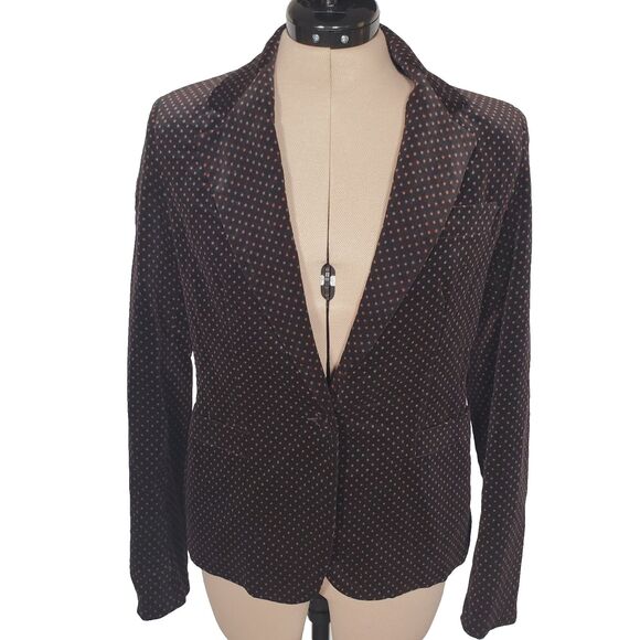 Chaus Jackets & Blazers - Vintage Chaus Women’s Blazer Size 8 Black Orange Polka Dot Cotton Velvet Pockets